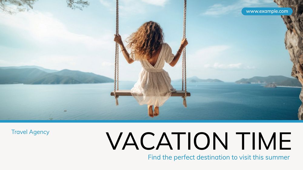 Vacation time blog banner template, editable text