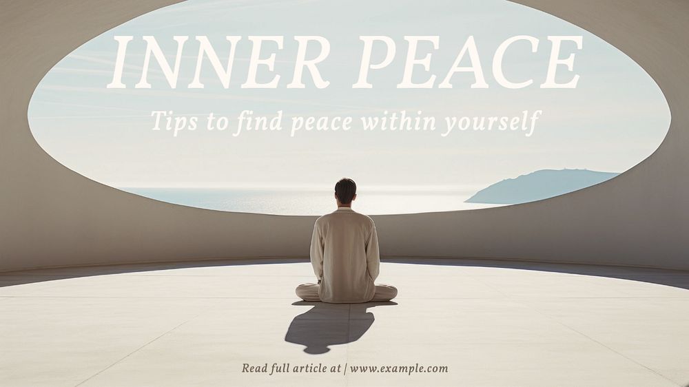 Inner peace blog banner template, editable text