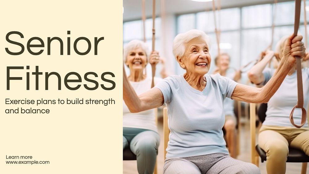 Senior fitness blog banner template, editable text