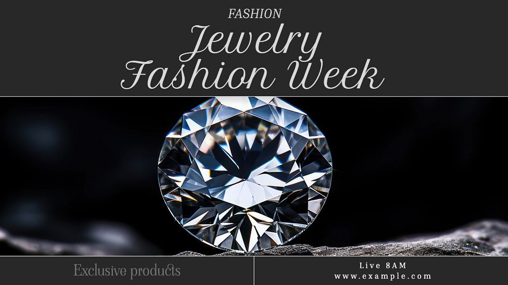 Jewelry fashion week blog banner template, editable text