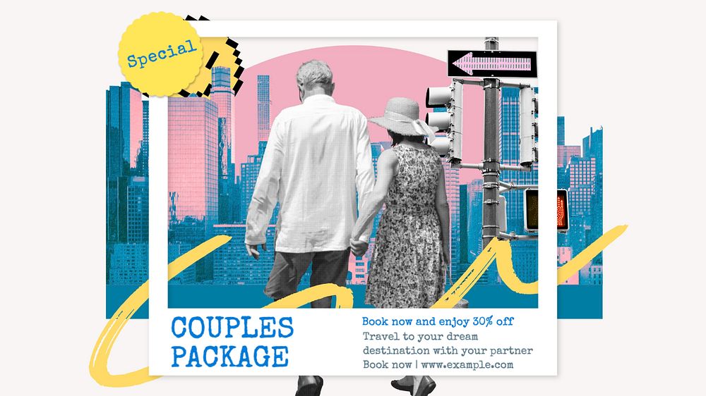 Special couples package blog banner template, editable text