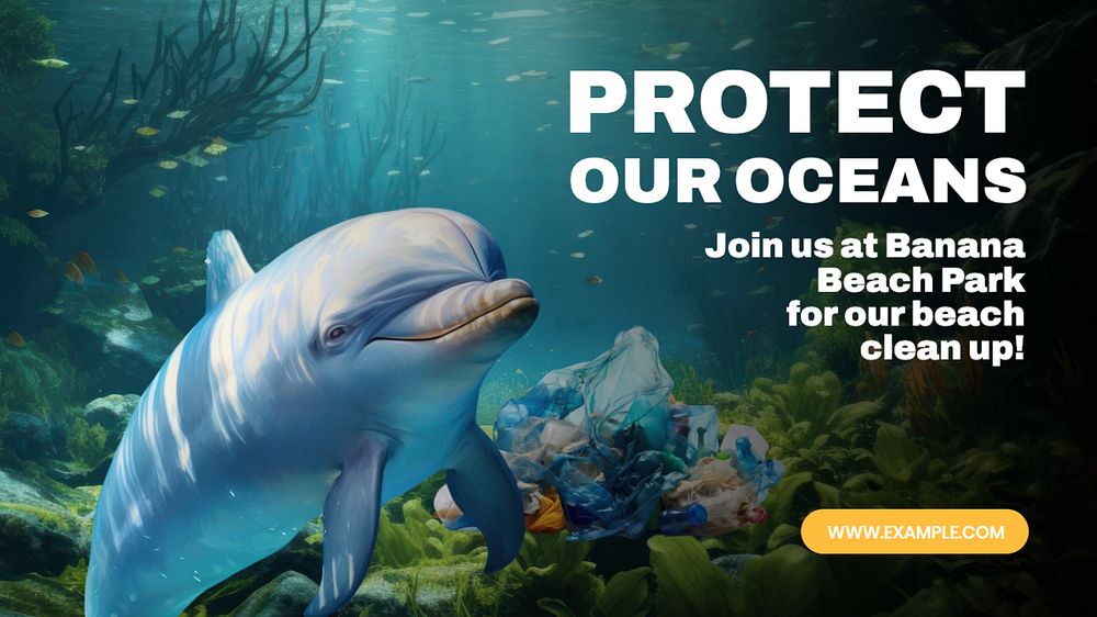 Protect our oceans blog banner template, editable text