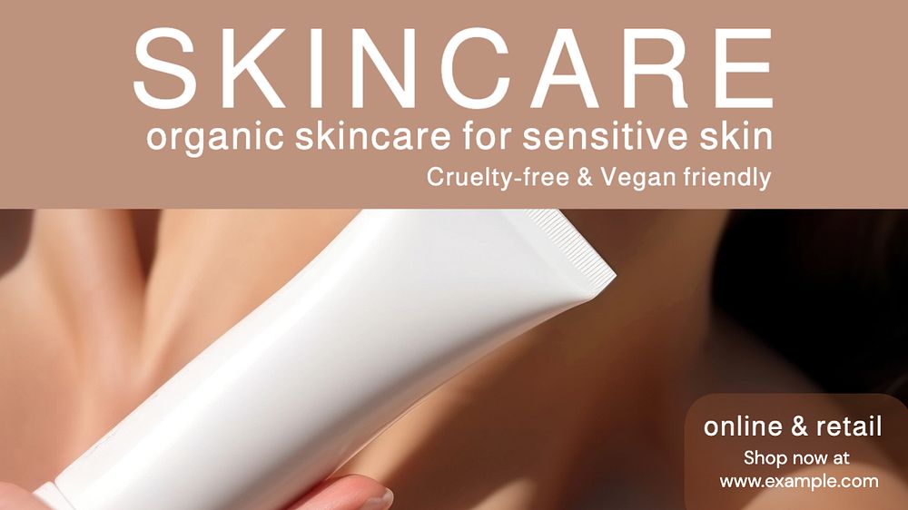 Organic skincare  blog banner template, editable text