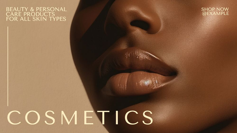 Cosmetics sale blog banner template, editable text