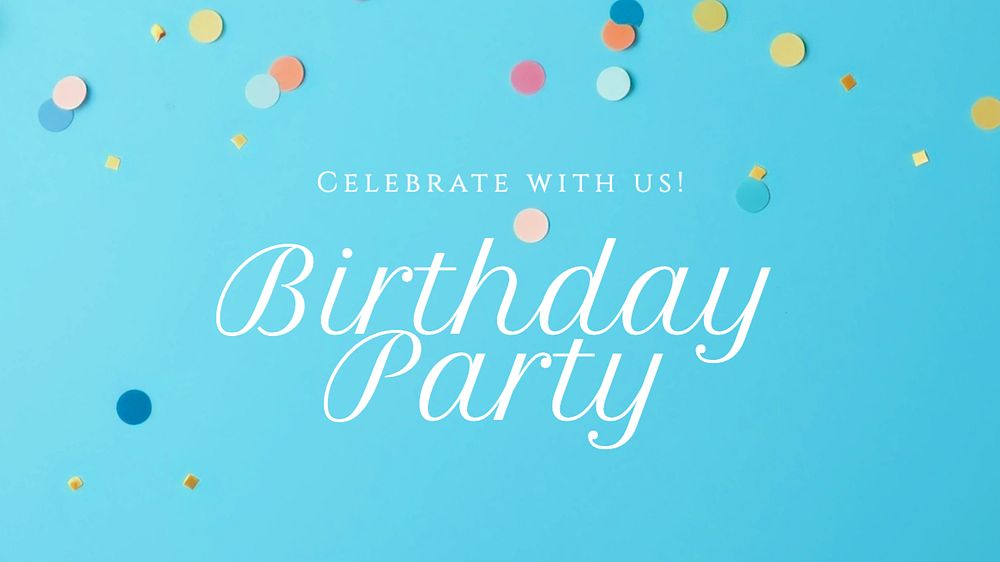 Birthday party blog banner template, editable text