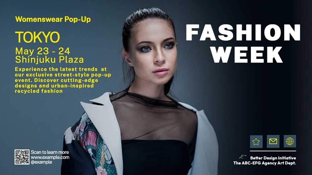 Fashion week blog banner template, editable text