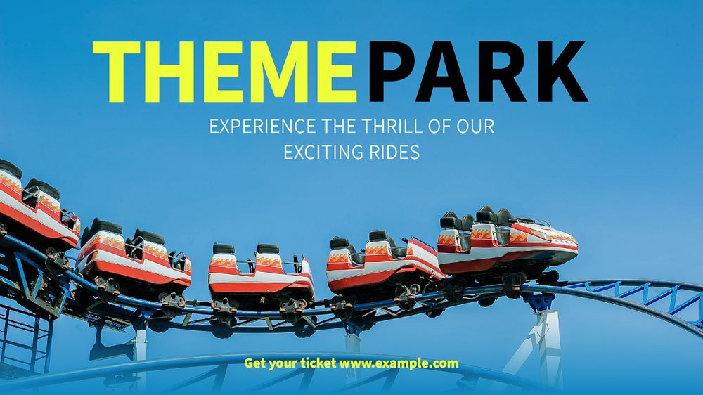 Theme park blog banner template, editable text