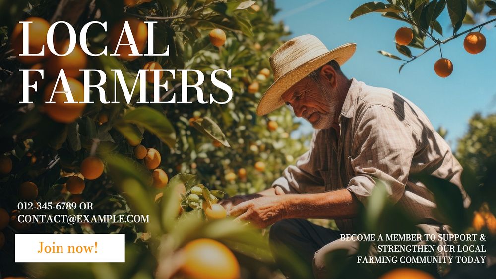 Local farmers community blog banner template, editable text