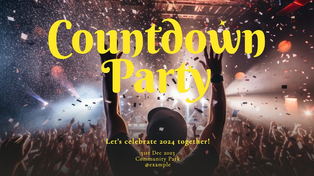 Countdown party blog banner template, editable text