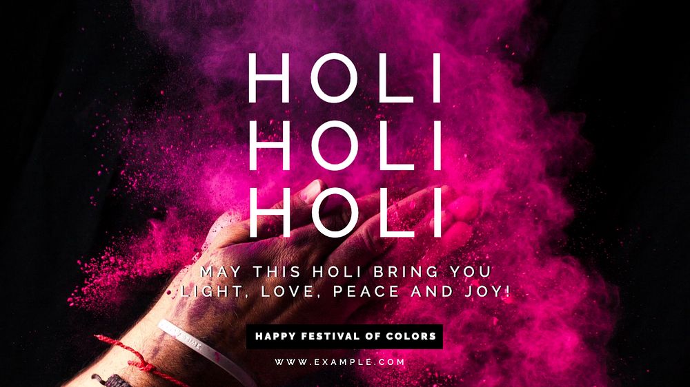 Holi festival blog banner template, editable text