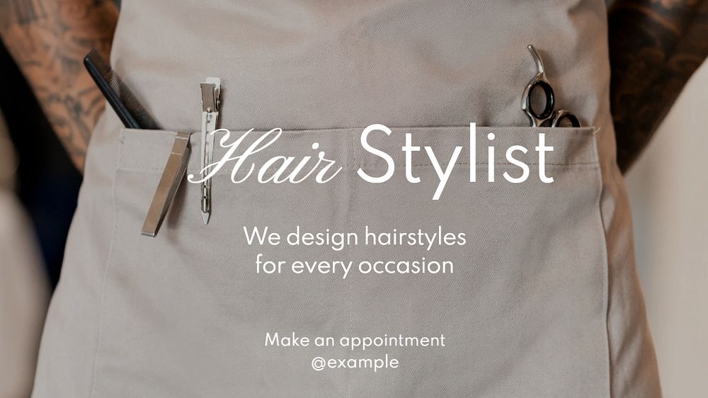 Hair stylist blog banner template, editable text