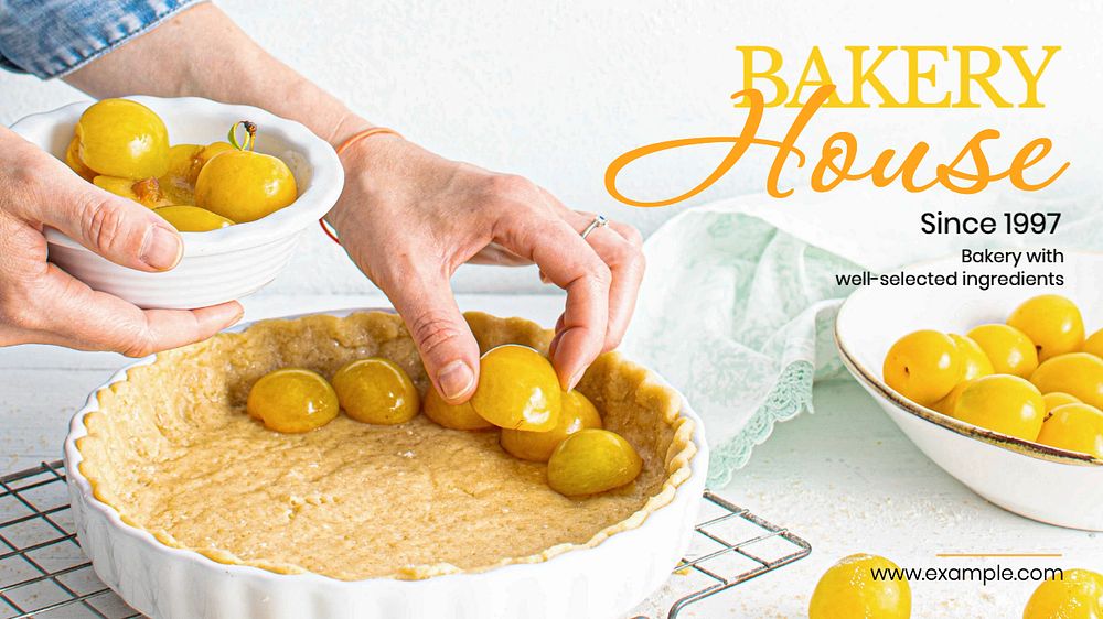 Bakery house blog banner template, editable text