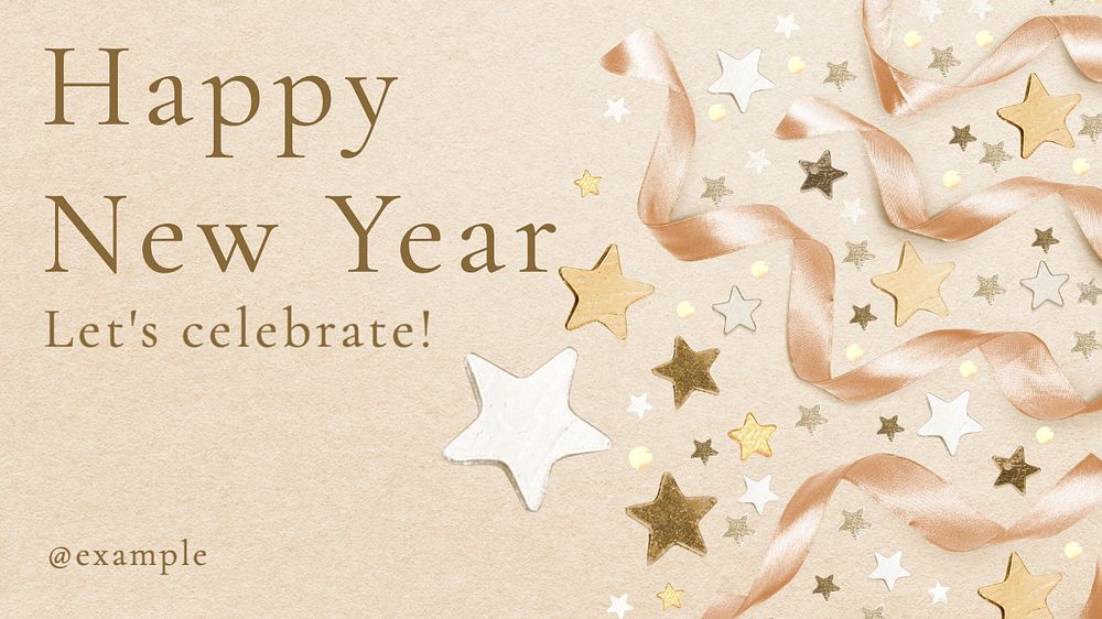 Happy new year blog banner template, editable text