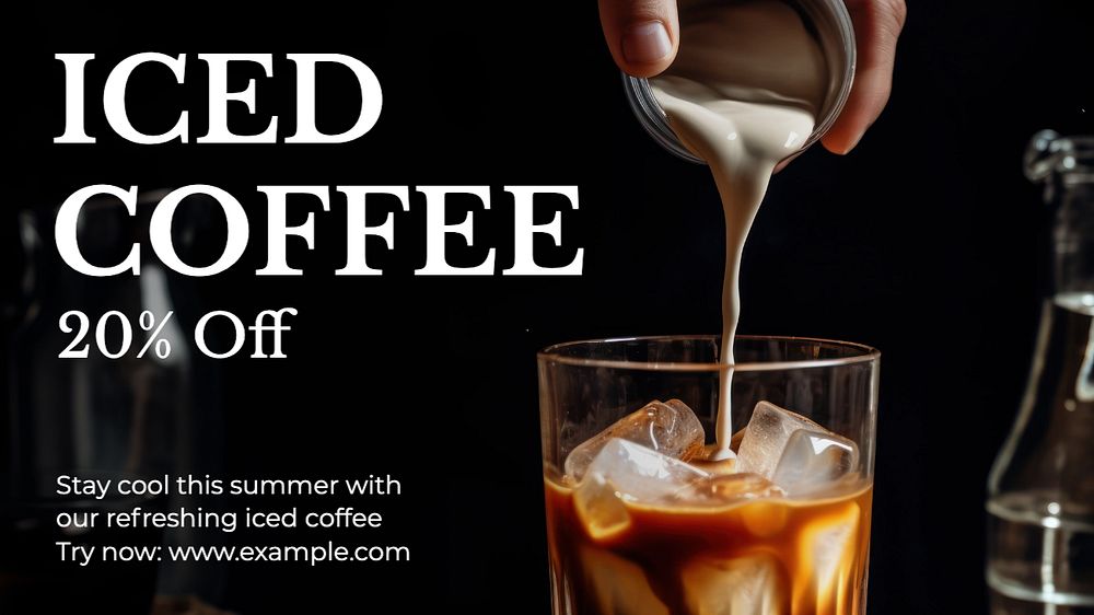 Iced coffee blog banner template, editable text