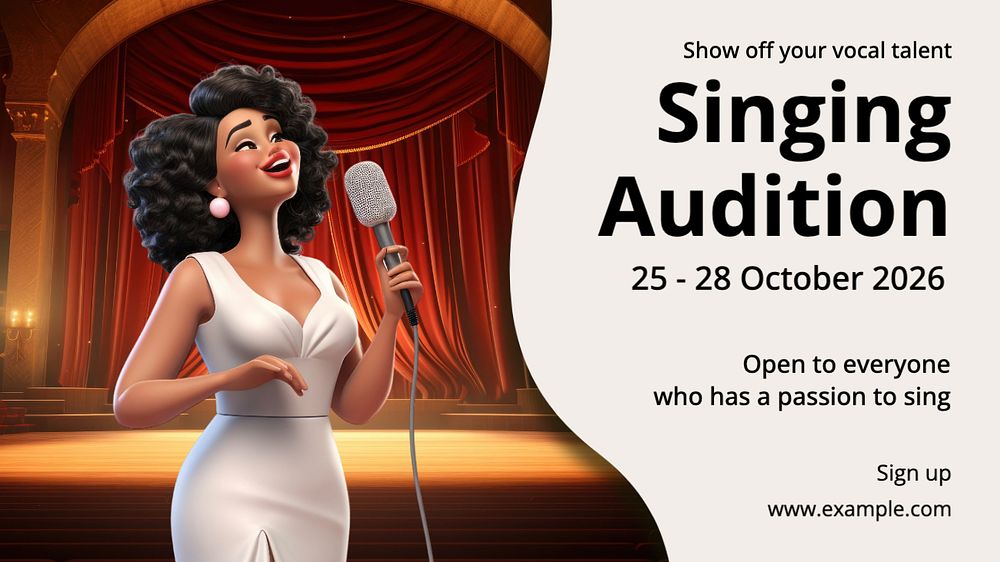 Singing audition blog banner template, editable text