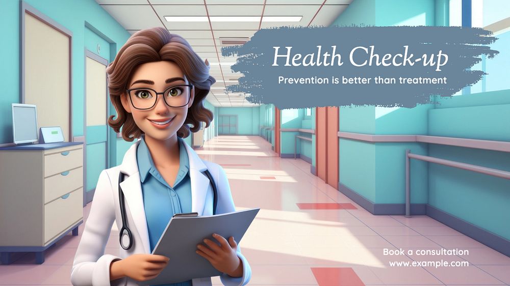 Health check-up blog banner template, editable text