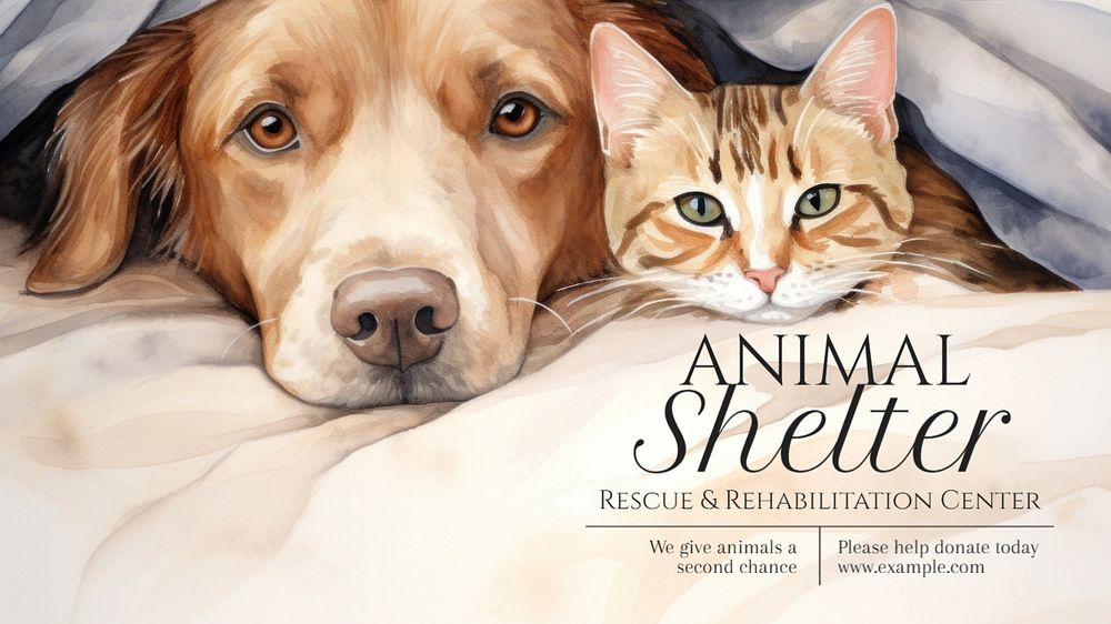 Animal shelter blog banner template, editable text