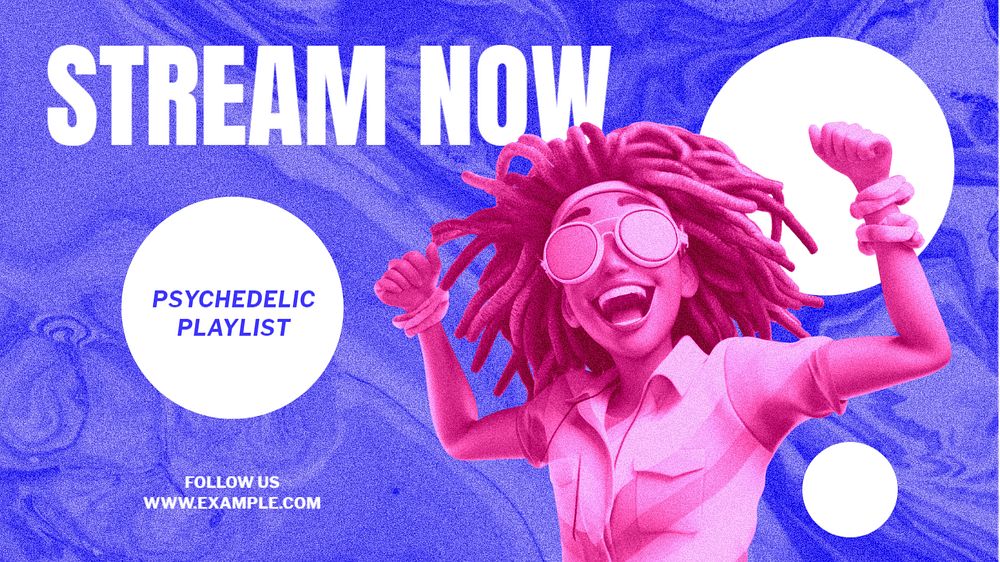 Psychedelic playlist blog banner template, editable text