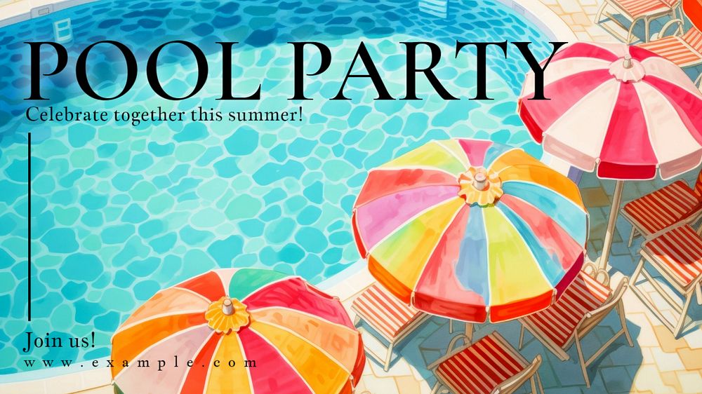 Pool party blog banner template, editable text