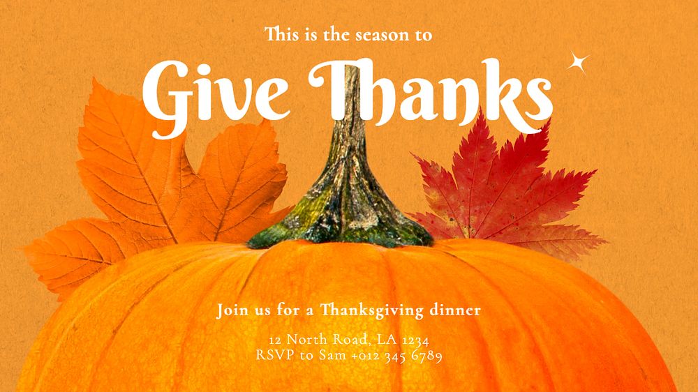 Thanksgiving dinner blog banner template, editable text