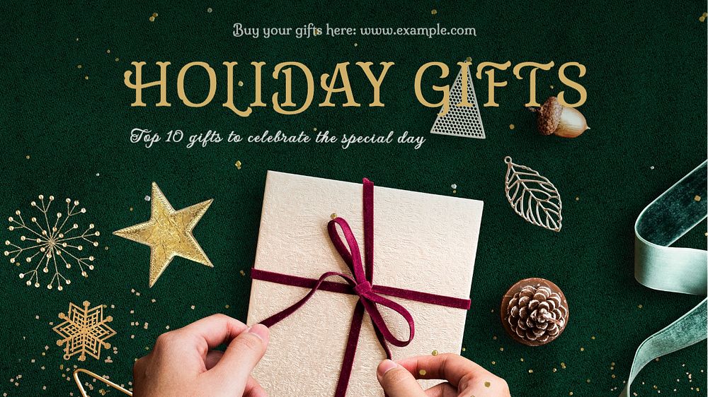 Holiday gifts blog banner template, editable text