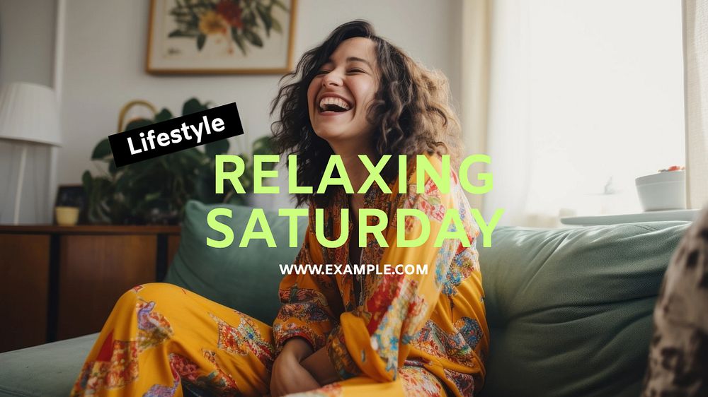 Relaxing Saturday blog banner template, editable text