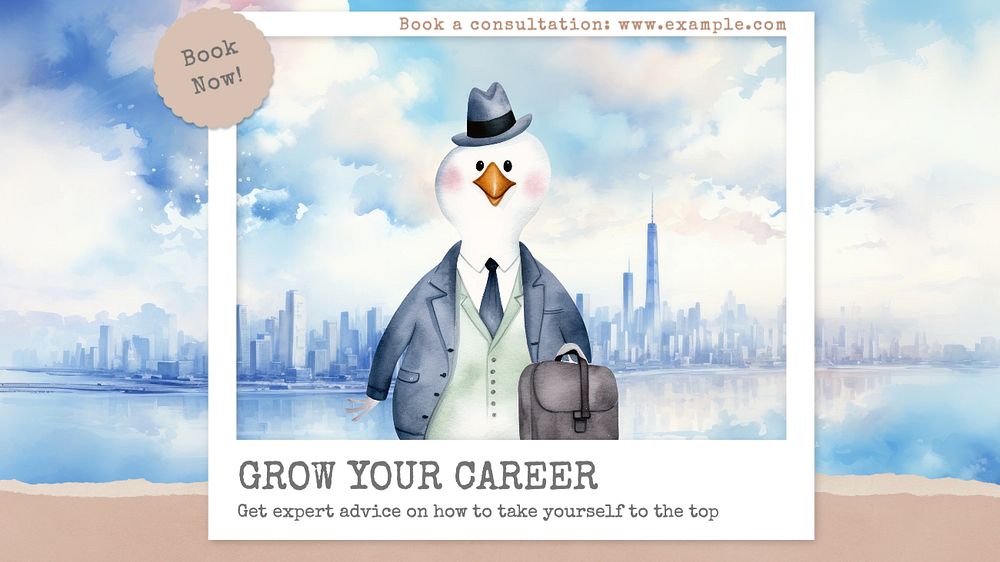 Grow your career blog banner template, editable text