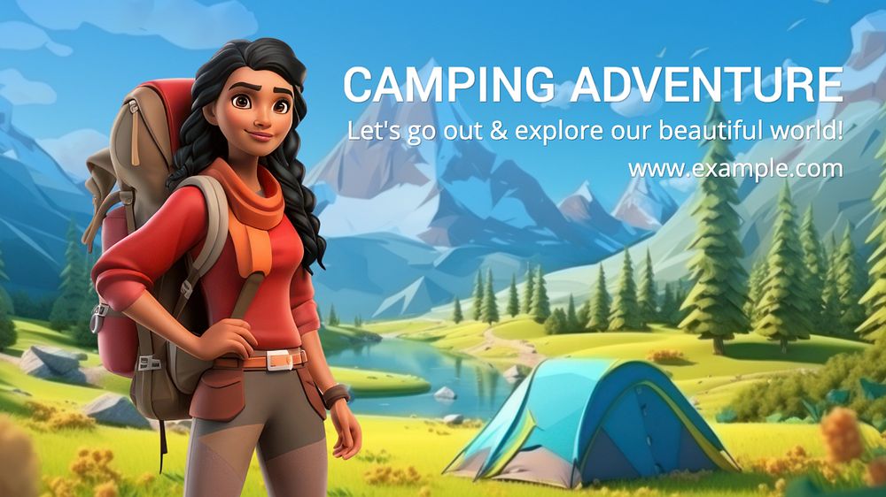 Camping adventure blog banner template, editable text