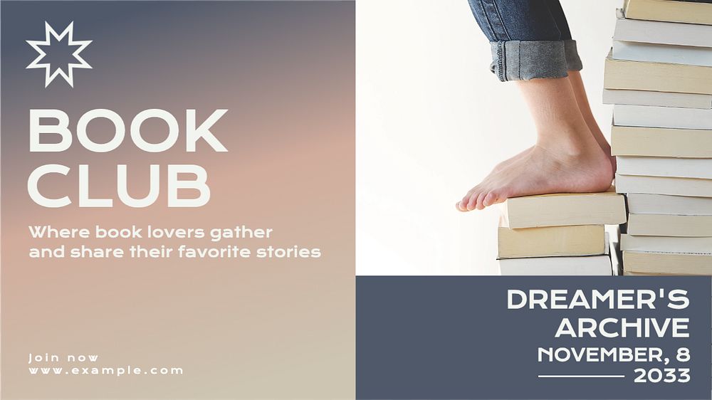 Book club blog banner template, editable text