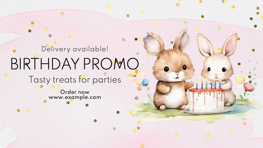 Birthday promo blog banner template, editable text