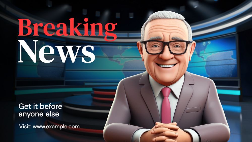 Breaking news blog banner template, editable text