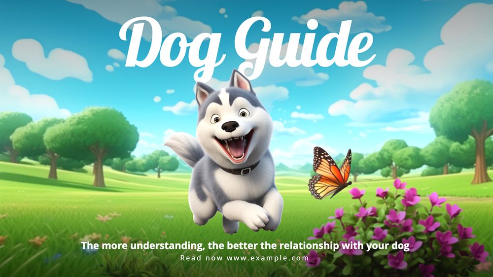 Dog guide blog banner template, editable text