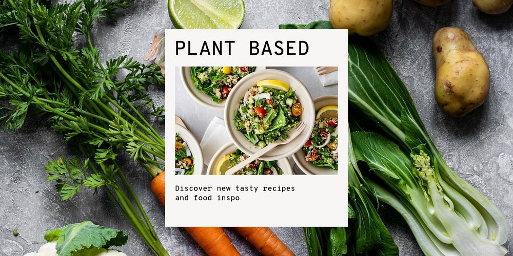 Plant based Twitter post template, editable design