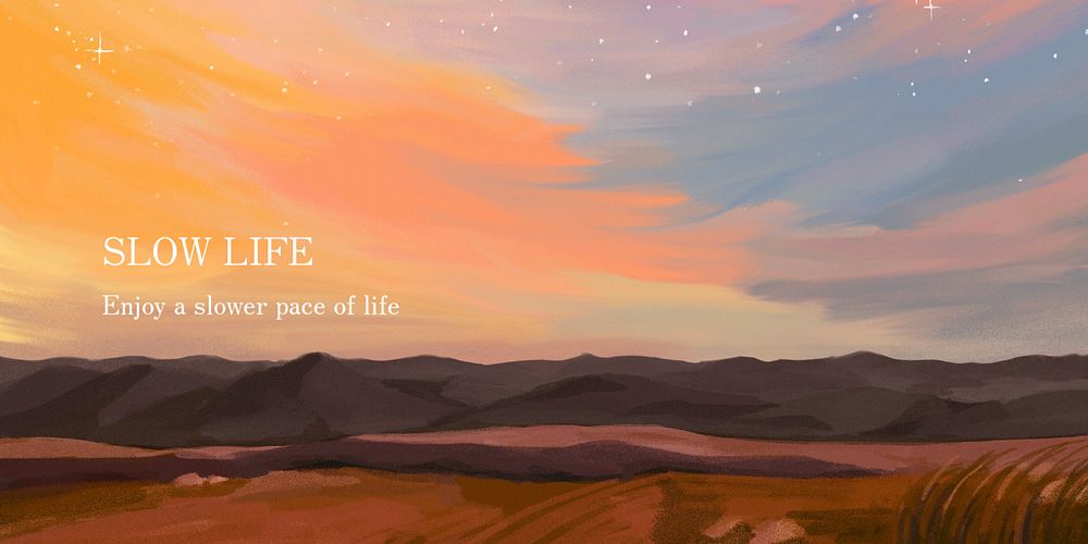 Slow life Twitter post template, editable design