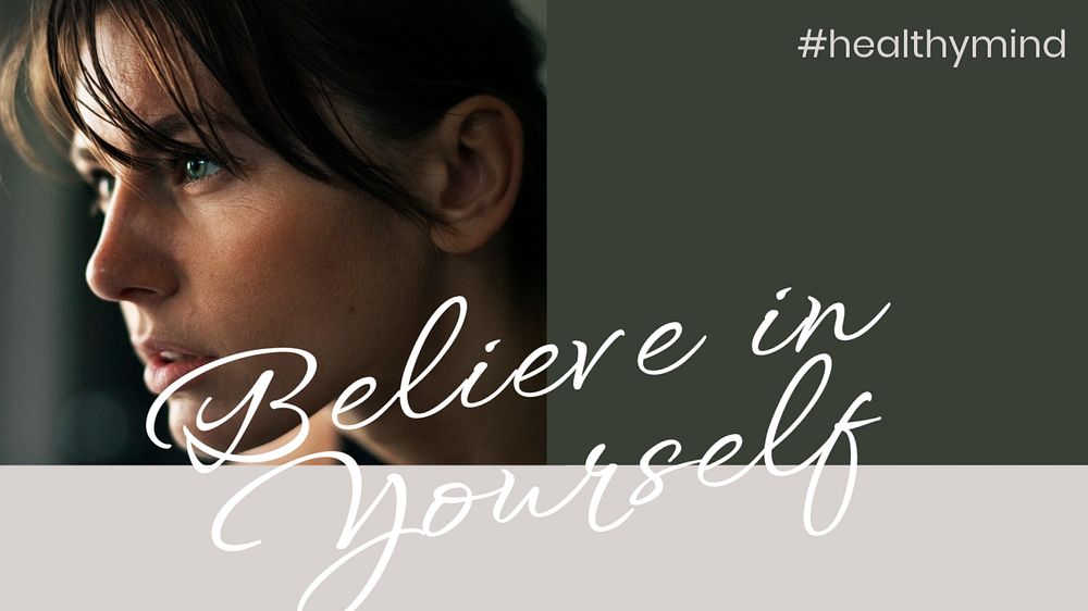Believe in yourself banner template, inspirational wellness quote