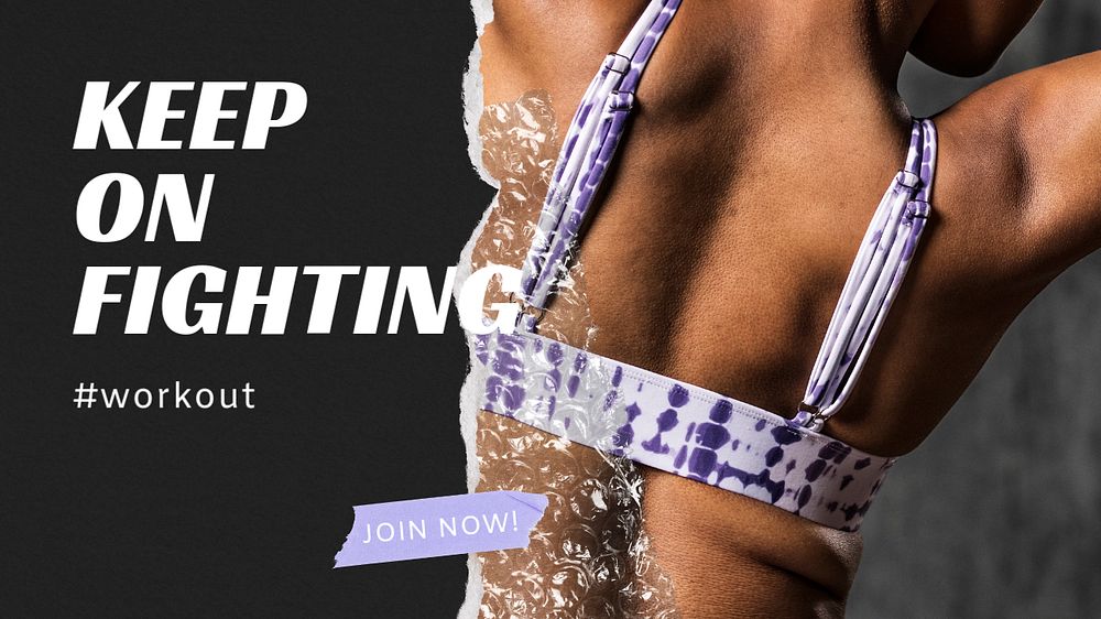 Workout aesthetic blog banner template, gym advertisement