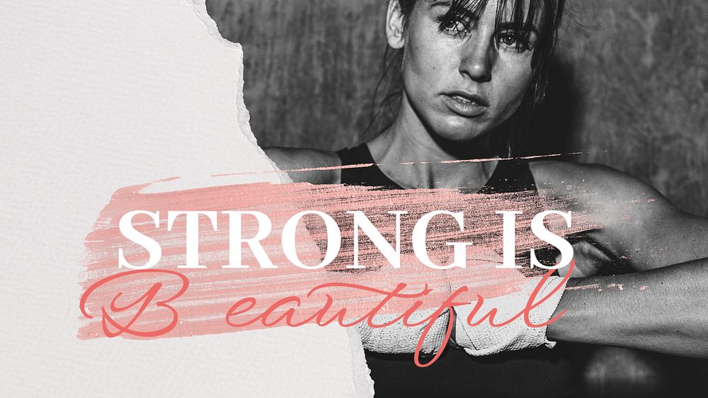 Strong is beautiful banner template, sports aesthetic design