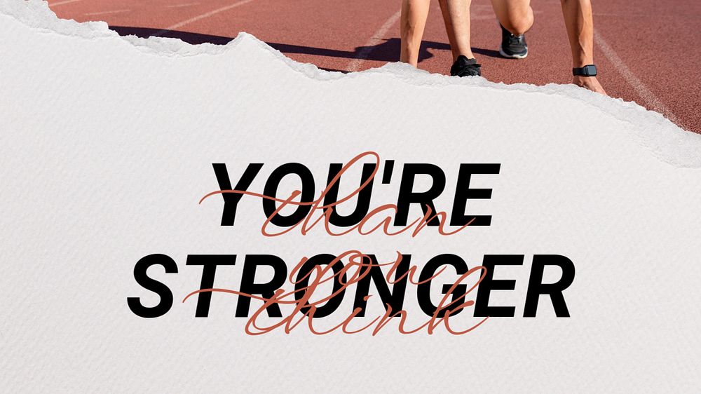 You're stronger blog banner template, inspirational sports quote
