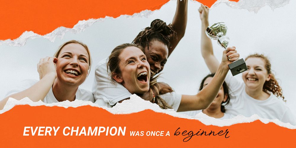 Inspirational sports Twitter post template, athletes cheering image