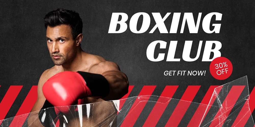 Boxing club Twitter post template, sports, gym advertisement