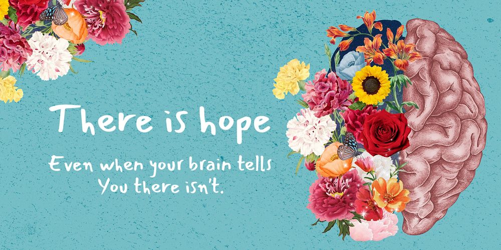 Beautiful mind Twitter ad template, surreal mental health quote 