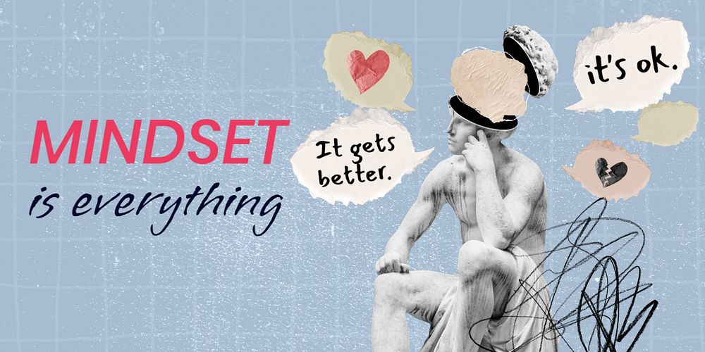 Mindset aesthetic Twitter ad template, mental health remix design
