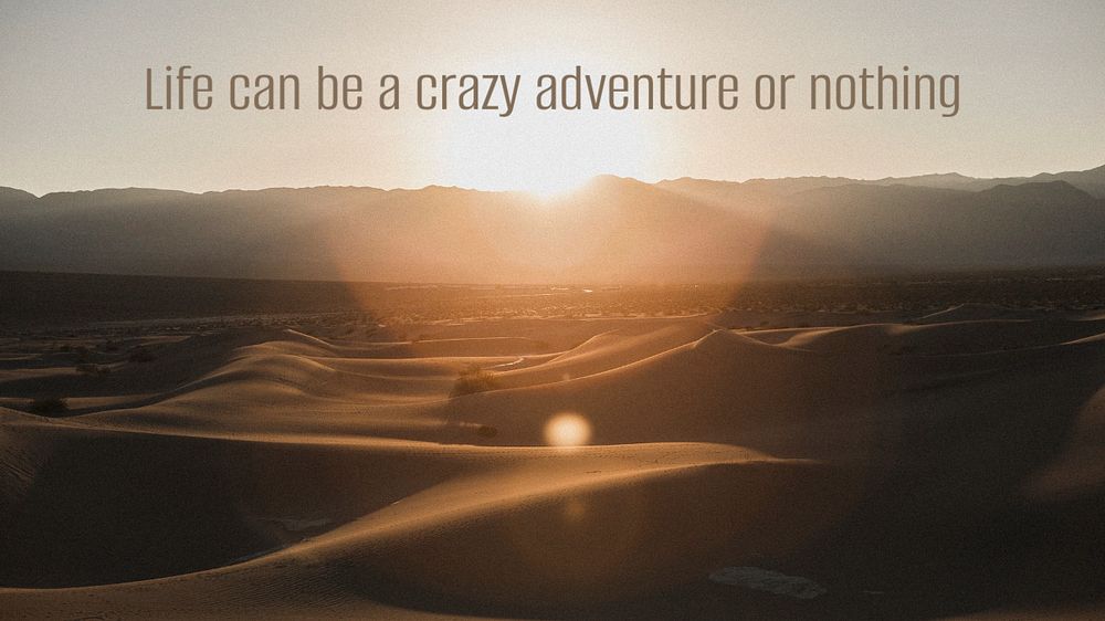 Dessert sunset banner template, motivational quote