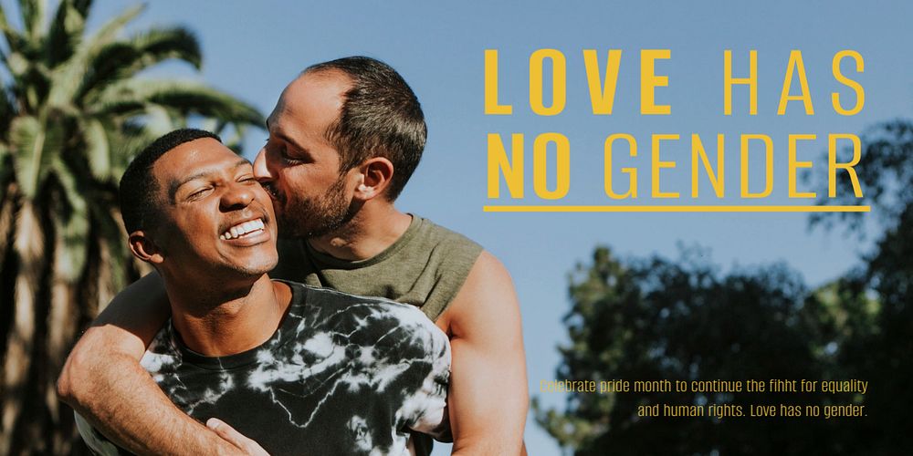 LGBTQ couple Twitter post template, love has no gender quote