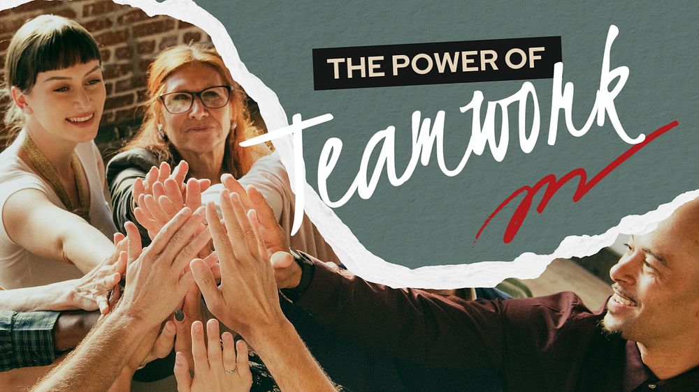 Teamwork ppt presentation template, collaboration photo