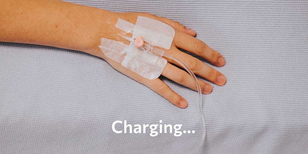 Hospital patient Twitter post template, charging text
