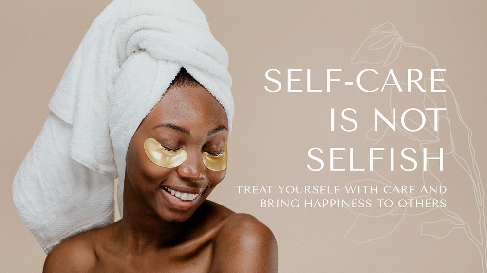 Self-care beauty Youtube thumbnail template, editable slide