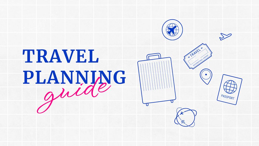 Travel planning PowerPoint presentation template, cute doodle design