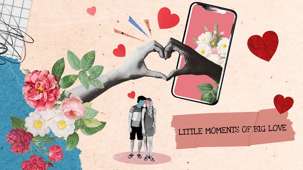 Online dating desktop wallpaper template, remix media design