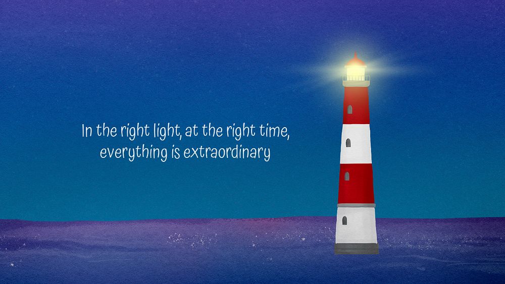 Watercolor lighthouse presentation template, nature aesthetic illustration